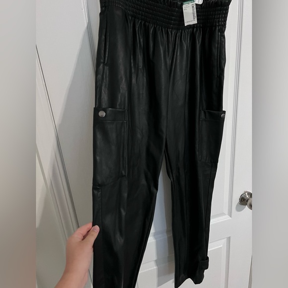 NWT high waisted vegan leather joggers - Picture 3 of 3